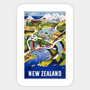 Vintage Travel Poster New Zealand Sticker